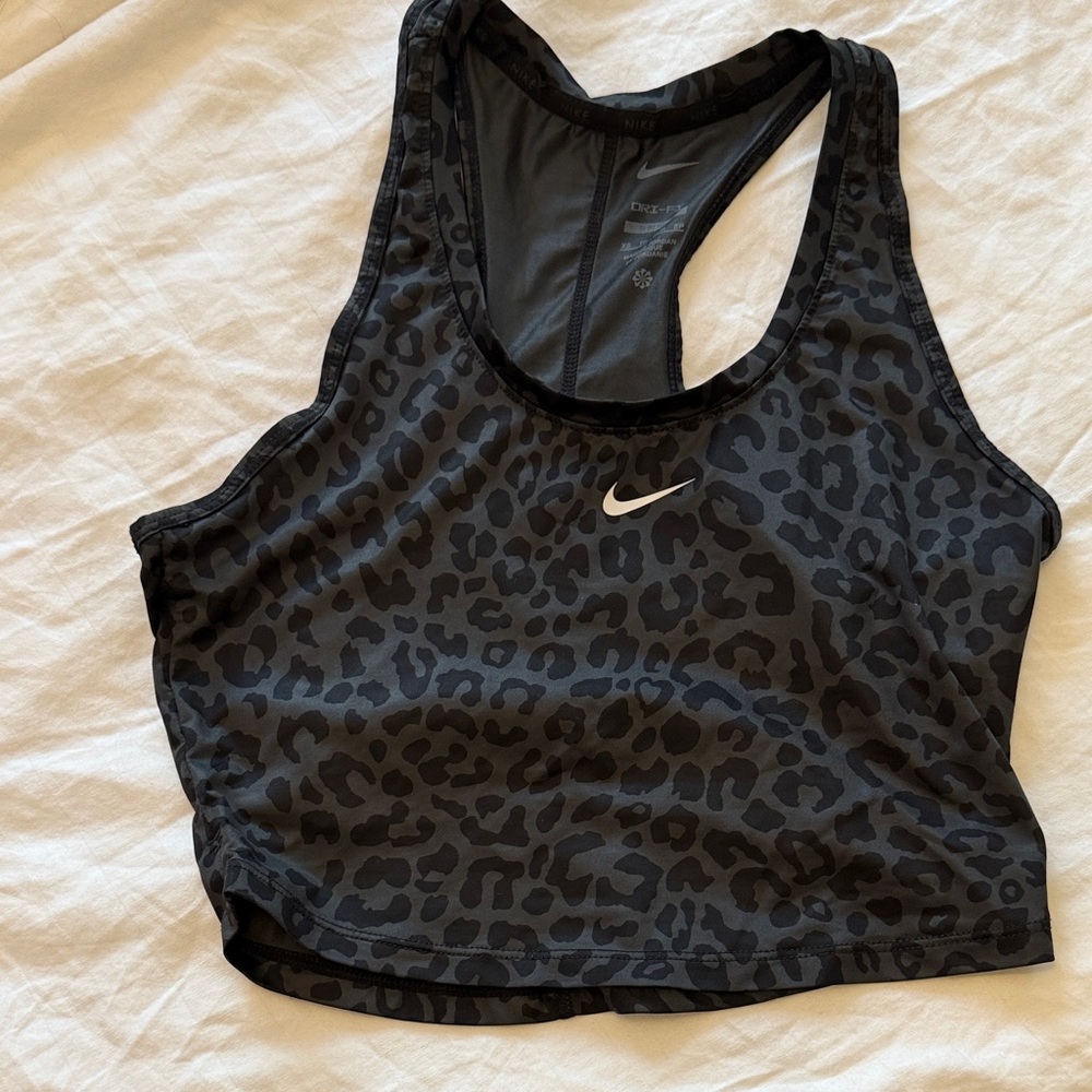 Nike Black and Gray Leopard Sports Bra